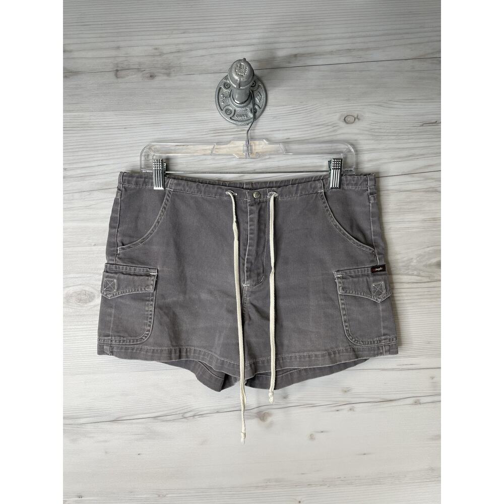 Angels Cargo Shorts Womens Size 7 Gray Cotton Utility Drawstring Zip Fly Pockets